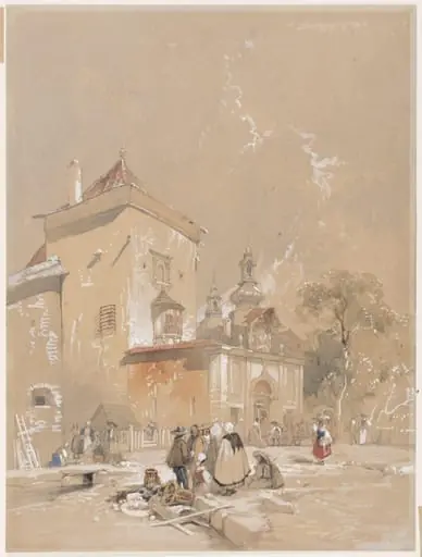 Gateway and buildings in Spain, by David Roberts