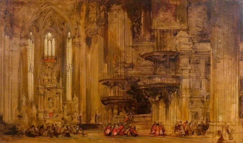 Interior of Milan Cathedral, by David Roberts, unspecified, 1840