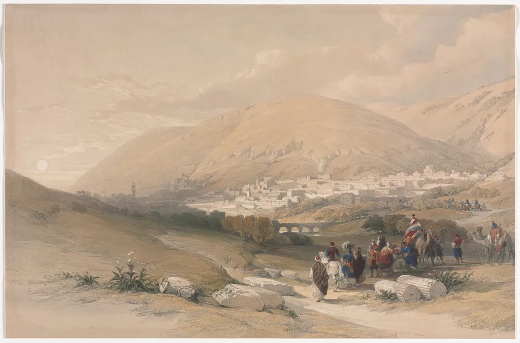 Nablus Ancient Shechem, by David Roberts, 1839