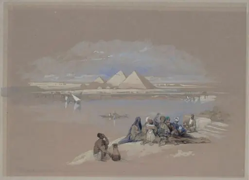 Pyramids of Gizeh from Old Cairo, by David Roberts