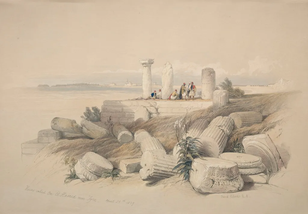 Ruins Called Om El Hamed near Tyre, by David Roberts, 1839