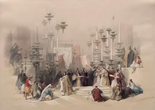 Stone of Unction, Holy Sepulchre, by David Roberts