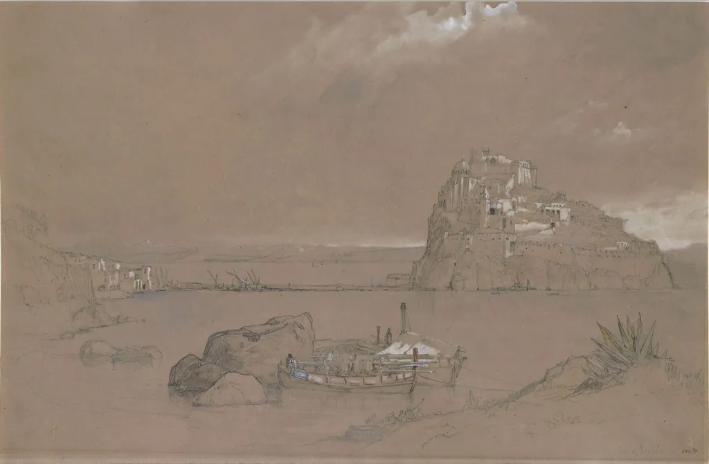 The Castle of Ischia, Bay of Naples, by David Roberts, watercolor, 1825