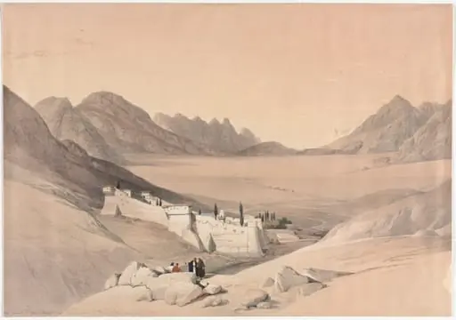 The Convent of St. Catherine, Mount Sinai, Looking towards the Plain of the Encampment, by David Roberts