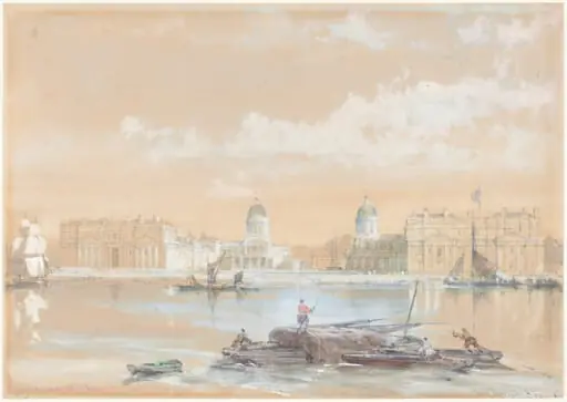 The Naval College from the River at Greenwich, by David Roberts