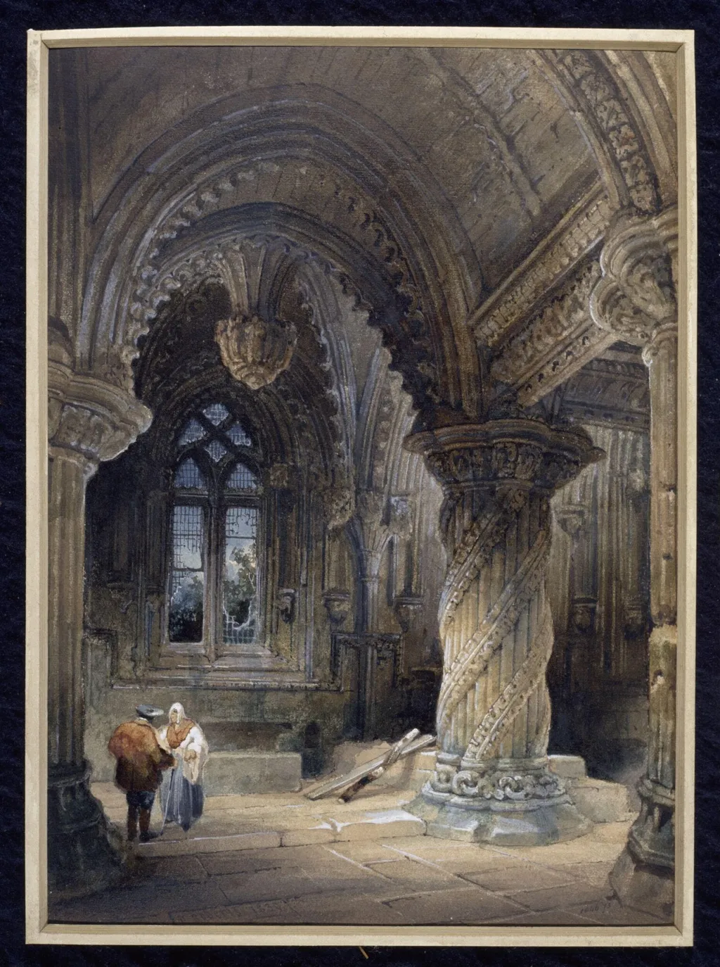 The Prentice Pillar, Roslin Chapel, by David Roberts, watercolor, 1830