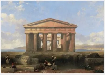 The Temple of Neptune at Paestum, by David Roberts, oil, 1856
