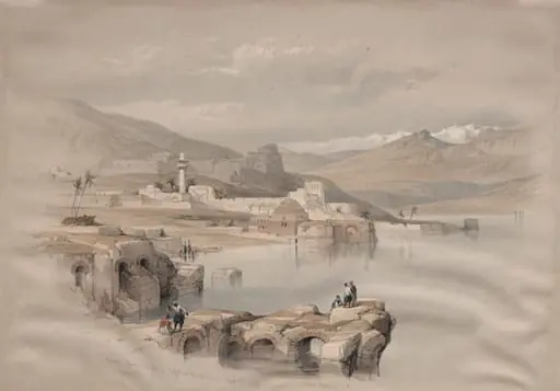 Tiberias, from the Walls, Safet in the Distance, by David Roberts