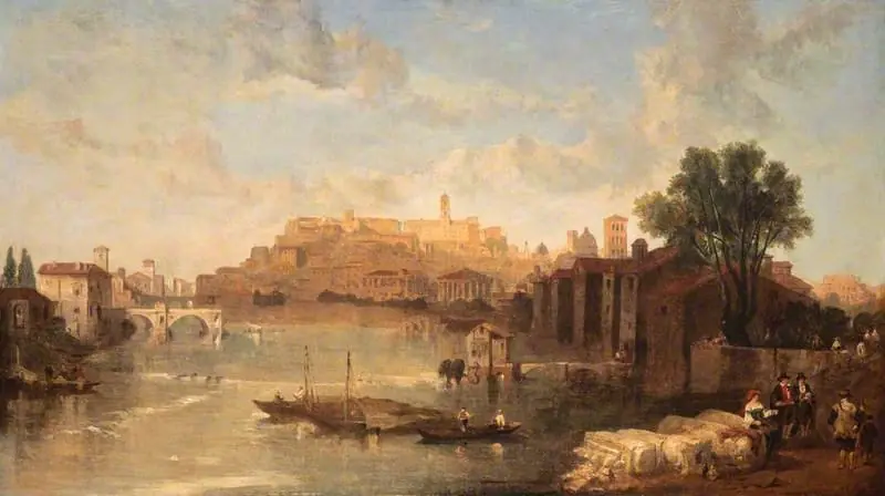 View on the Tiber, Rome, by David Roberts