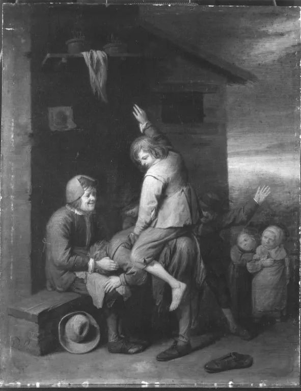 Spielende Gassenjungen, by David Ryckaert III, unspecified, 1640