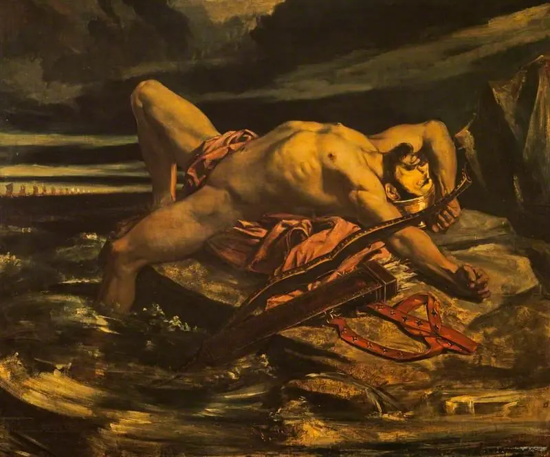Philoctetes left on the Isle of Lemnos by the Greeks on their passage towards Troy, by David Scott