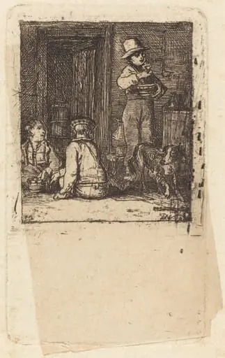 Interior with Three Boys and a Dog, by David, Sir Wilkie