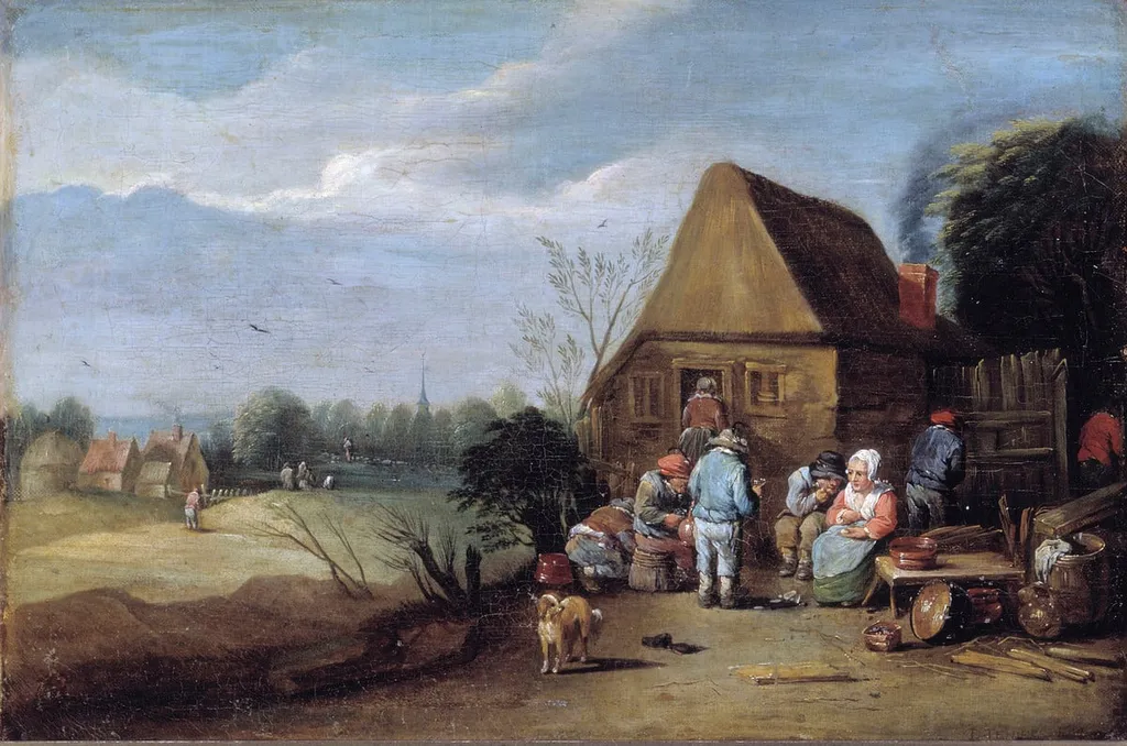 Maalaiskapaikan edustalla, by David Teniers nuorempi / den yngre / the Younger, unspecified