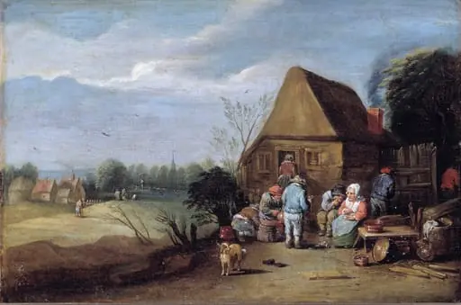 Maalaiskapaikan edustalla, by David Teniers nuorempi / den yngre / the Younger