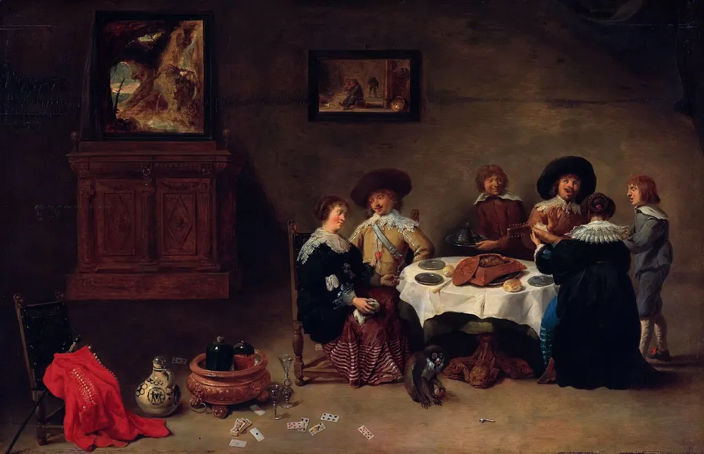 A Company at a Meal, by David Teniers the Younger, oil, 1634