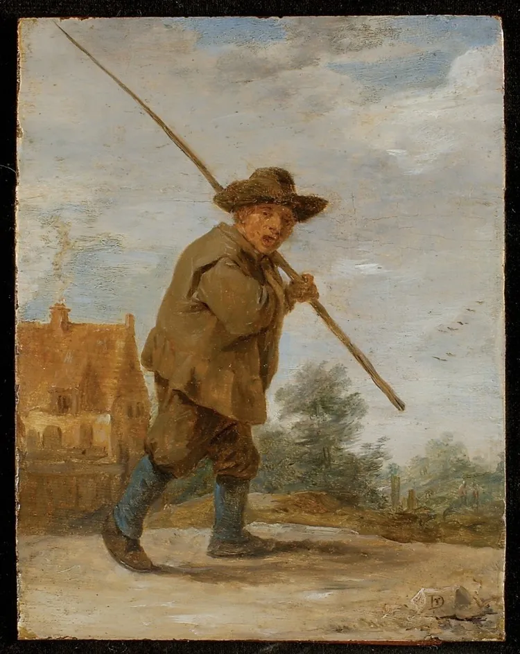 A Peasant carrying a Rod over his Shoulder, by David Teniers the Younger, oil, 1660