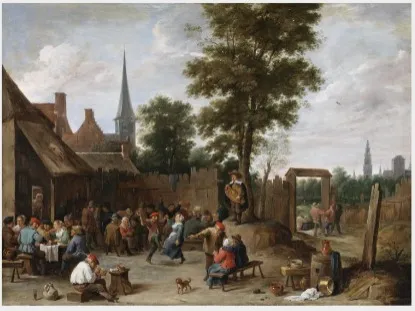 A Village Kermesse near Antwerp, by David Teniers the Younger, oil, 1640