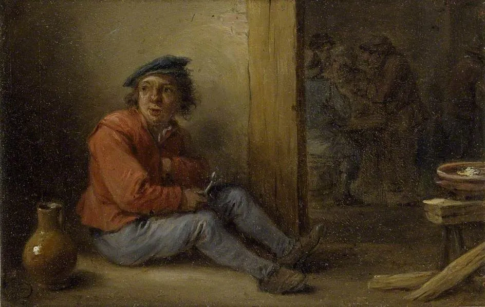 A young Peasant seated in an Interior, by David Teniers the Younger, oil, 1660