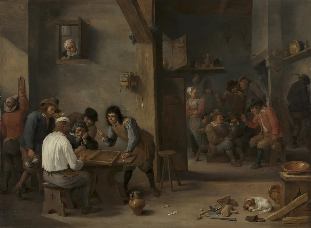 Game of Backgammon, by David Teniers the Younger, oil, 1645