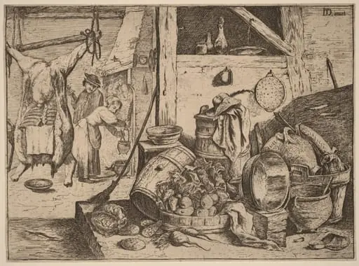 Interior of a Kitchen, by David Teniers the Younger