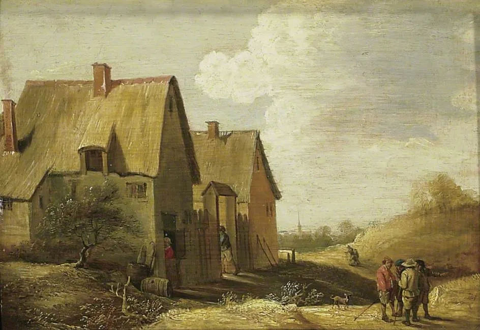 Landscape with a Farmhouse and Figures, by David Teniers the Younger, oil, 1660