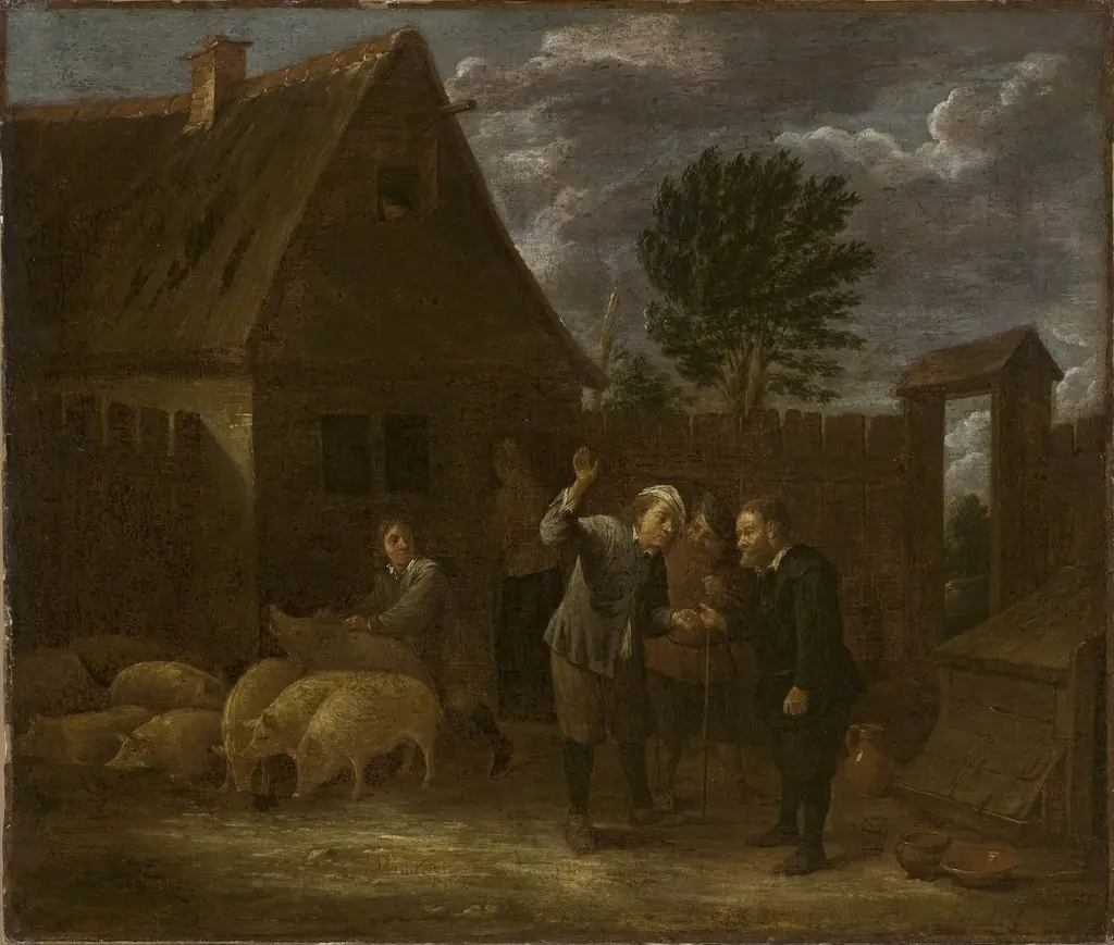 Landscape with a seller of pigs, by David Teniers the Younger