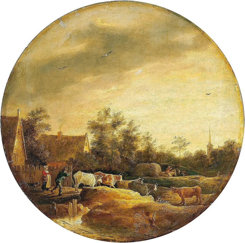 Landscape with Cows, by David Teniers the Younger, oil, 1644