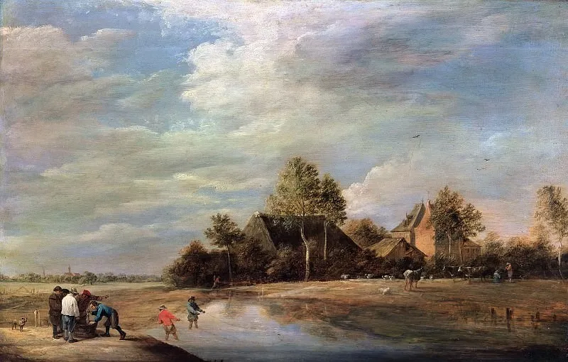 Landscape with Fishermen, by David Teniers the Younger, oil, 1625