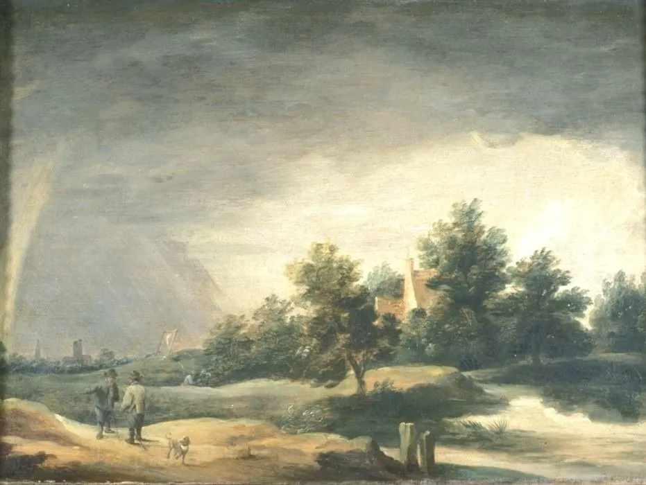Landscape with Rainbow, by David Teniers the Younger, oil, 1650