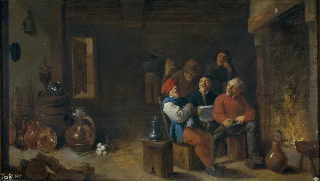 Music in the kitchen, by David Teniers the Younger, oil, 1633