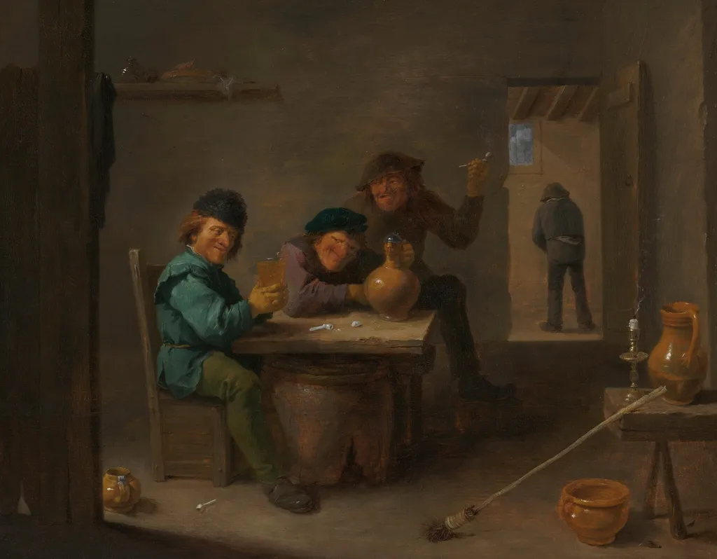 Peasants in a Tavern, by David Teniers the Younger, oil, 1633