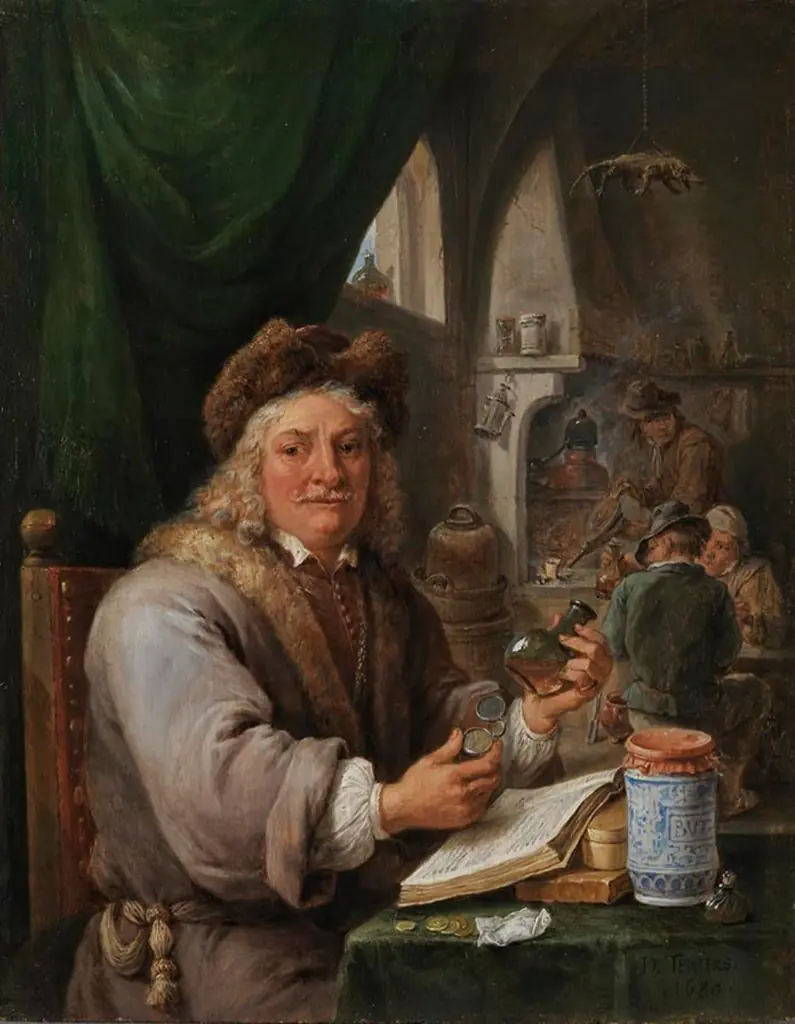 Self-portrait as an alchemist, by David Teniers the Younger