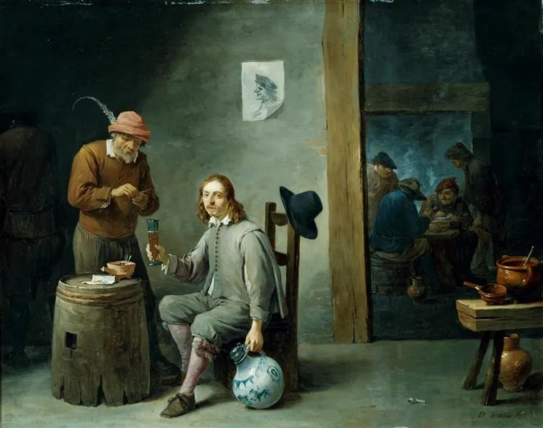Self-portrait in an inn, by David Teniers the Younger, oil, 1646