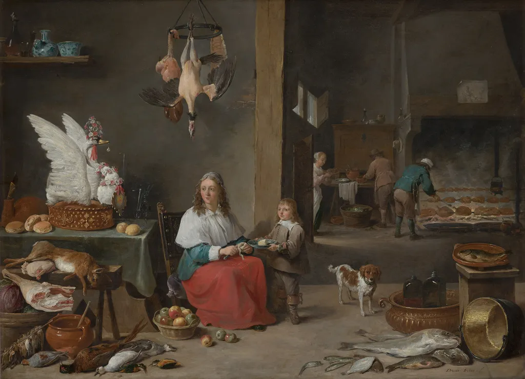 The Fat Kitchen, by David Teniers the Younger, oil, 1644