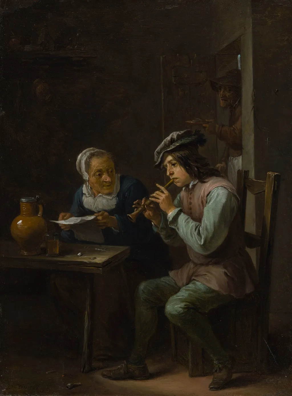 The Flageolet Player, by David Teniers the Younger, unspecified, 1637