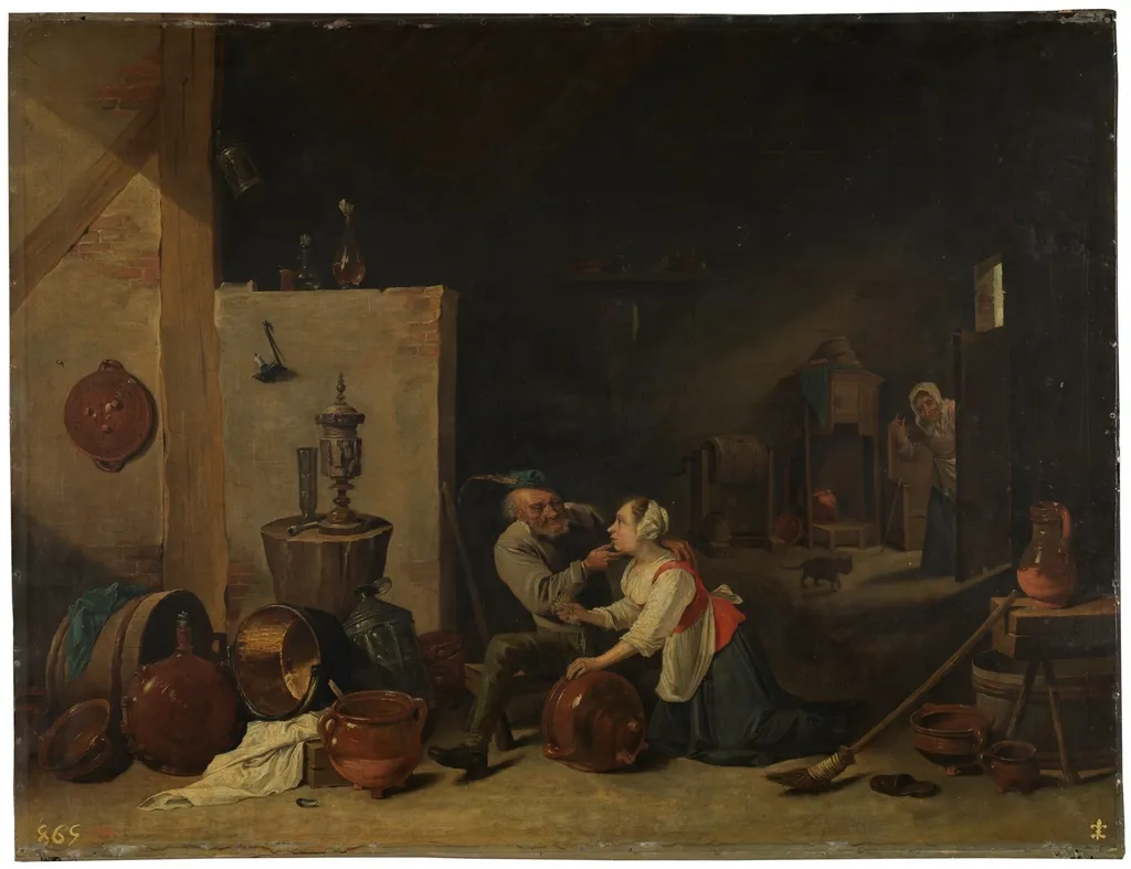 The Old Man and the Maid, by David Teniers the Younger, oil, 1601