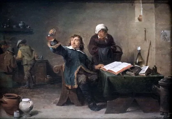 Village Doctor looking at a Urine Sample, by David Teniers the Younger, oil, 1645