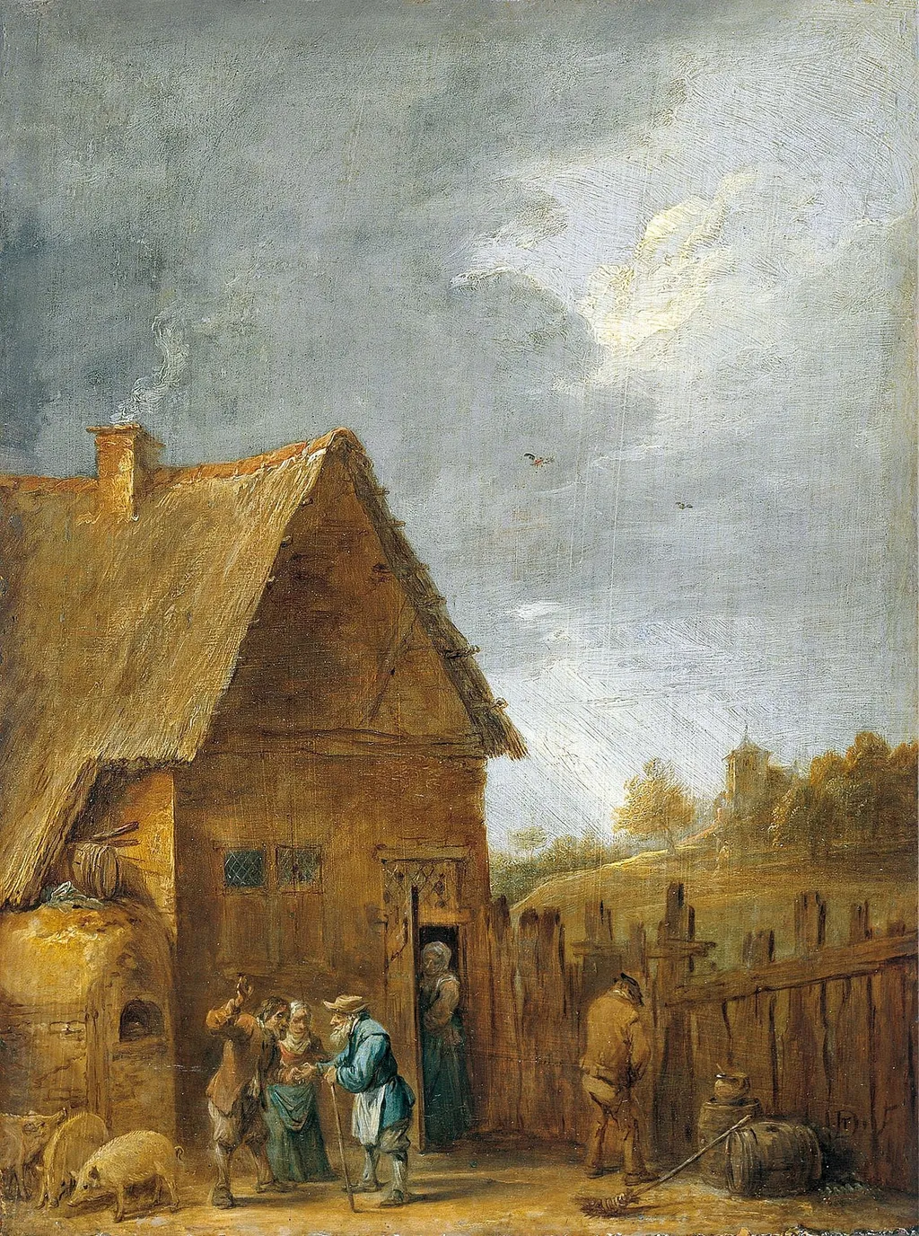 Yard of a Peasant House, by David Teniers the Younger, oil, 1640