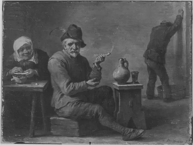 Zwei Bauern und ein altes Weib in der Schenke, by David Teniers the Younger