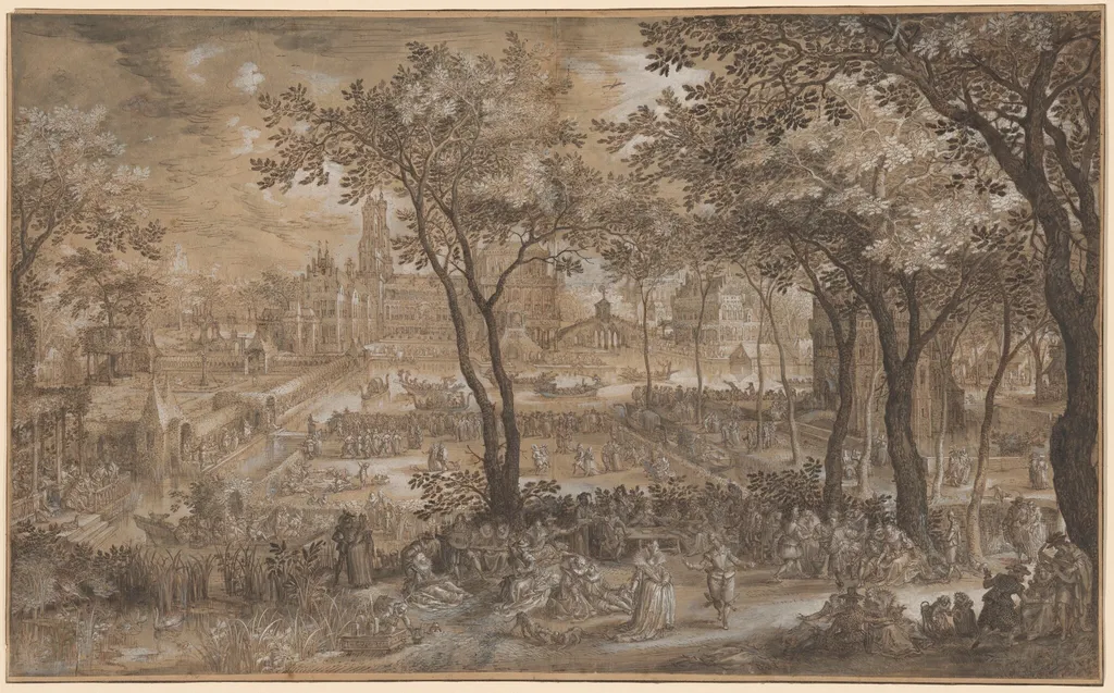 Venetian Party in a Chateau Garden, by David Vinckboons, ink, 1602