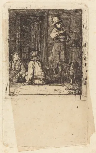 Interior with Three Boys and a Dog, by David Wilkie