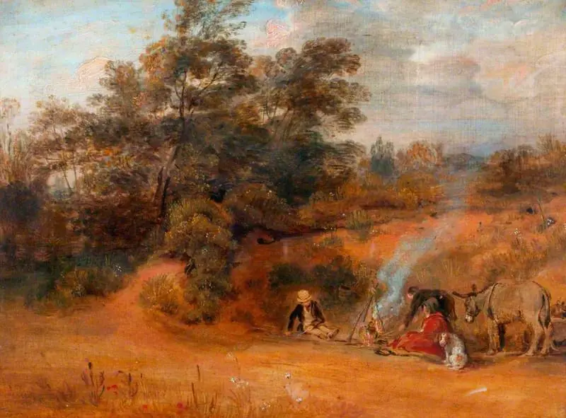Landscape: Gypsies with Two Donkeys and a Dog, by David Wilkie