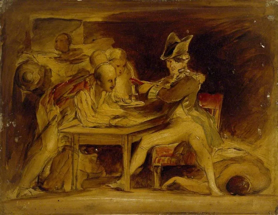 Nelson sealing the Copenhagen letter, by David Wilkie, oil, 1835