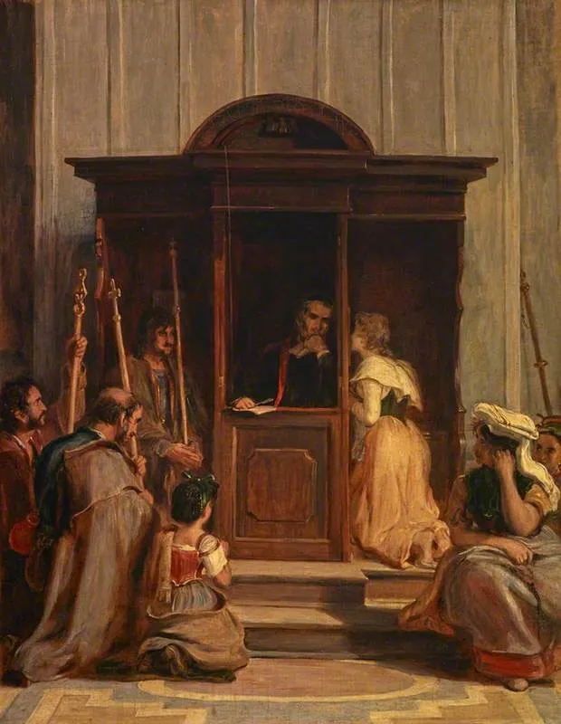 The Confessional, by David Wilkie, oil, 1827