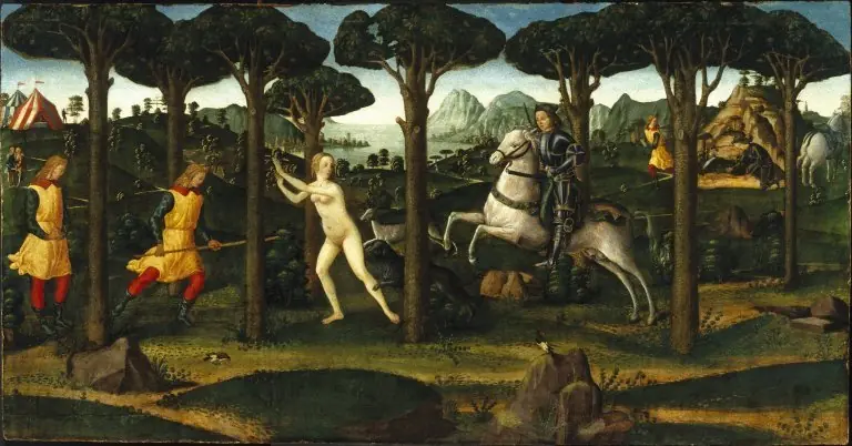 Forest Scene from the Tale of Nastagio degli Onesti, in Boccaccio's "Decameron", by Davide Ghirlandaio