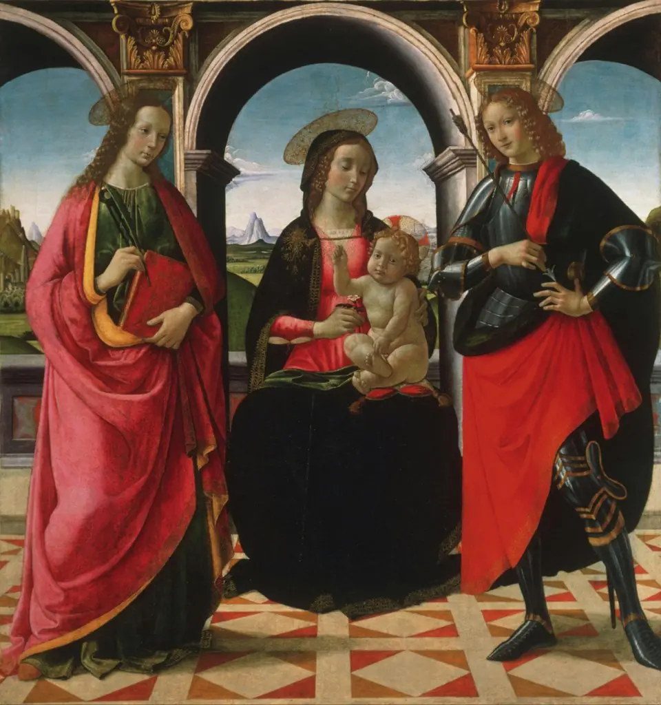 Virgin and Child, with Saints Apollonia and Sebastian, by Davide Ghirlandaio