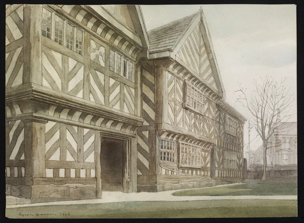 Slade Hall, Manchester, by Dawson, watercolor, 1940