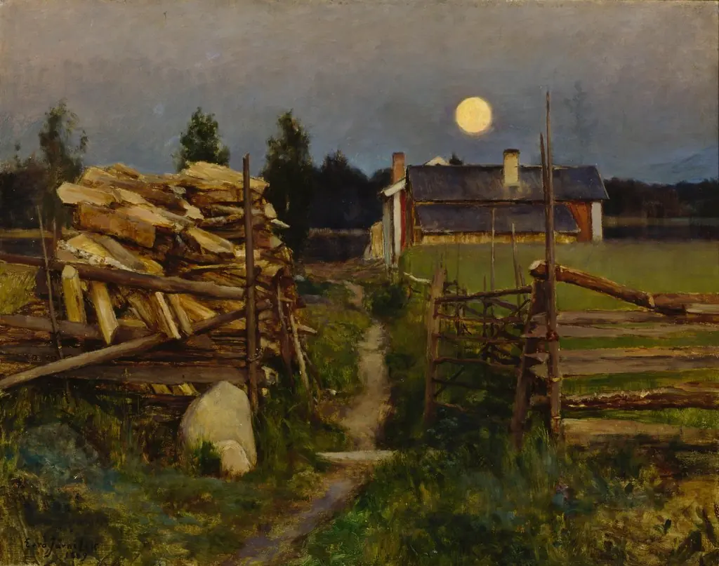 Summer Night Moon, by Eero Järnefelt, oil, 1895