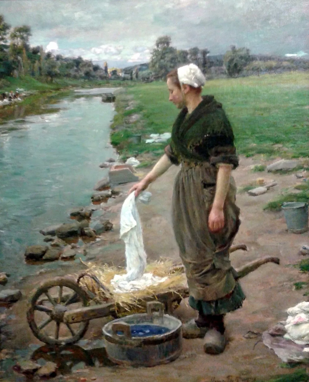 The blue bucket, by José Júlio de Sousa Pinto, oil, 1907