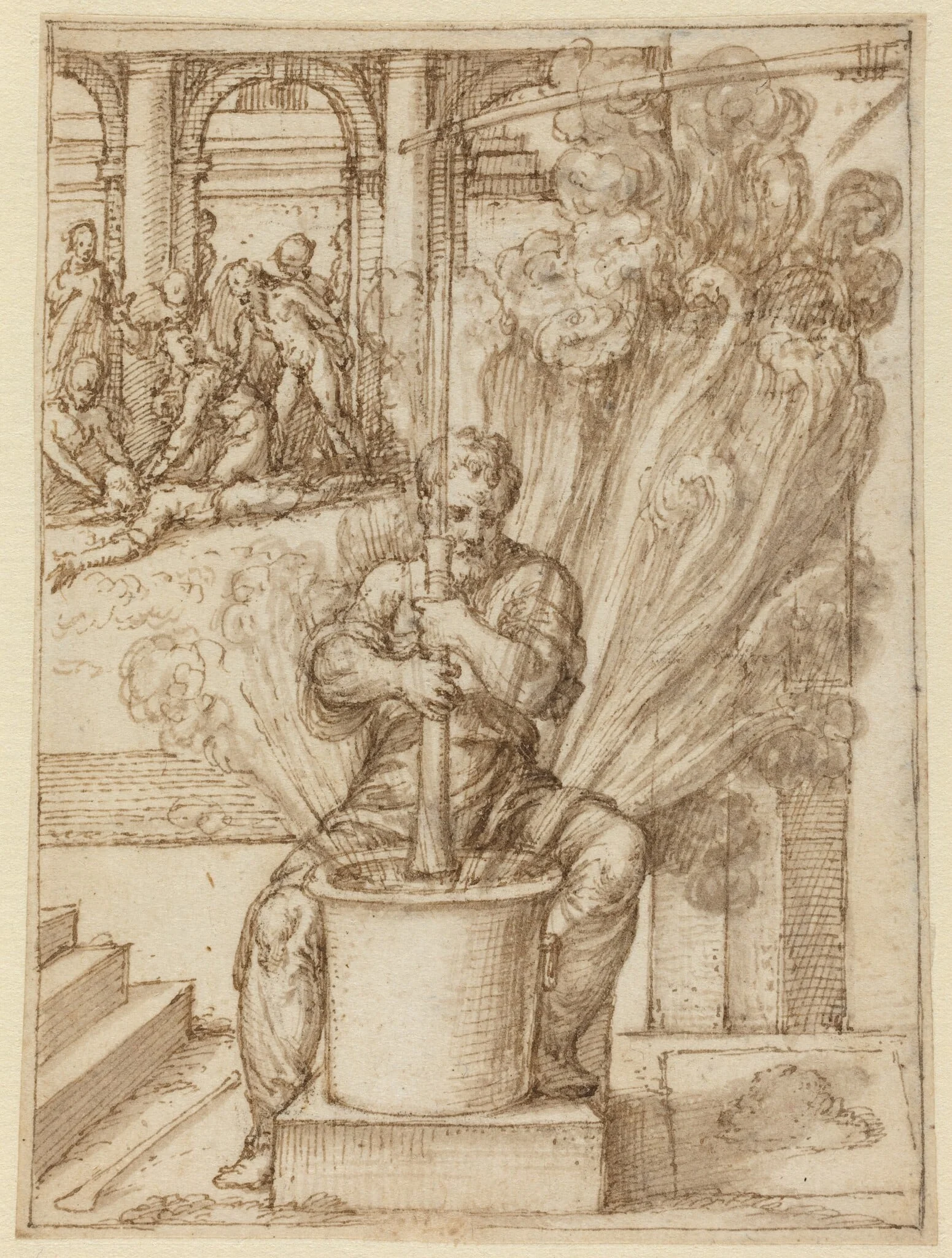 Study for Man Making an Explosion, detail
